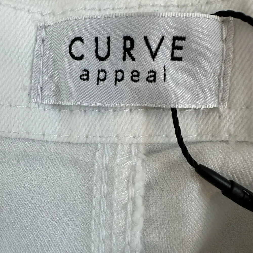 Curve Appeal White Golf Skort Size 8 NWT Braided Side Trim Stretch Skirt Shorts - Picture 10 of 11